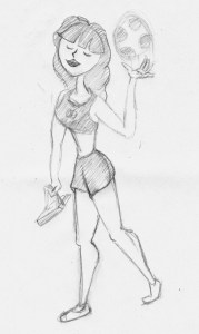 Boceto de uno de los personajes. Selección femenina de Costa Rica. FIFA Canadá 2015.