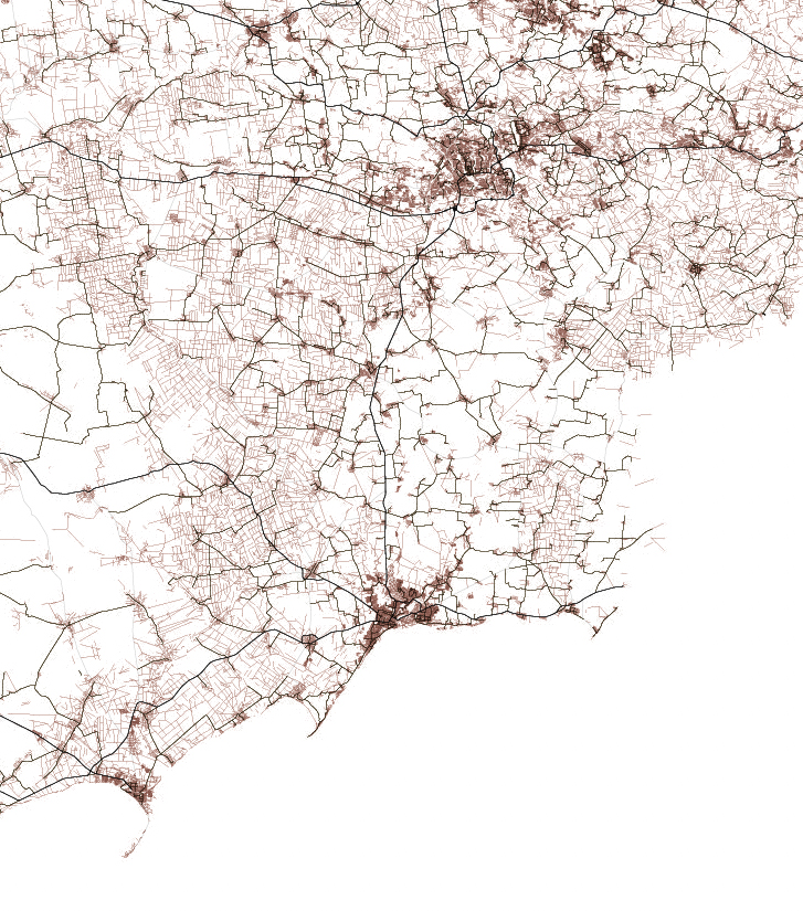 Roads network around Mariupol and Berdyansk