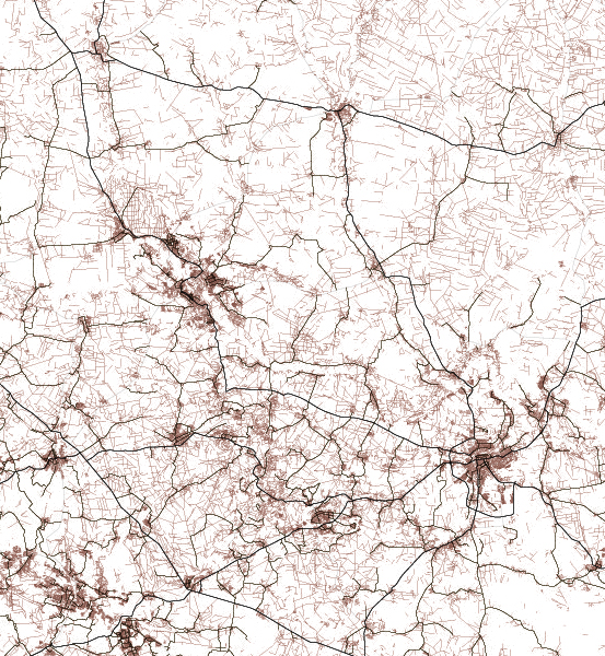 Roads network in eastern Ukraine