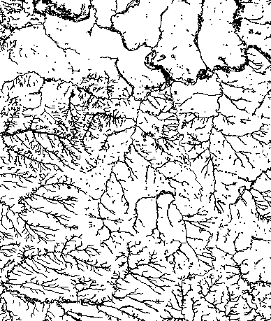 Close up of rivers, lakes, canals and streams in Ukraine