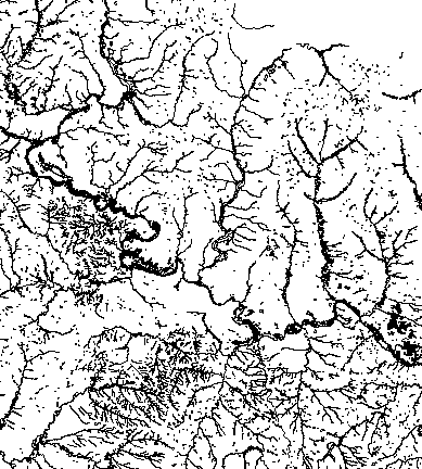 Close up of rivers, lakes, canals and streams in Ukraine