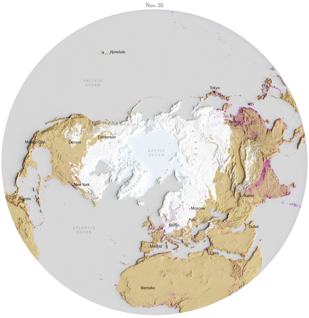 Snow map November 30, 2023. US National Ice Center 